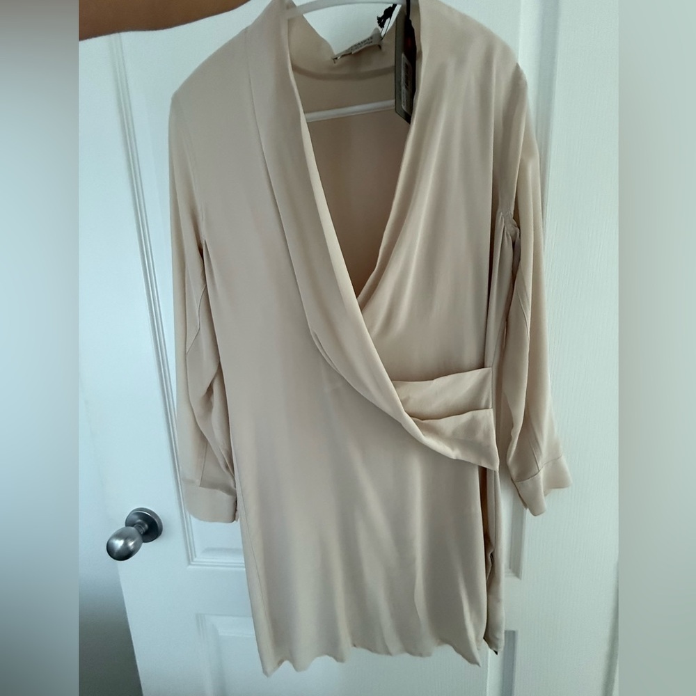 All Saints Beige Draped Midi Dress